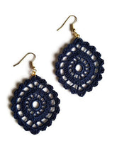 Blue drop earrings lace 