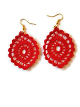 Red drop earrings lace