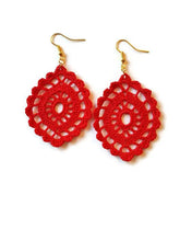 Red drop earrings lace