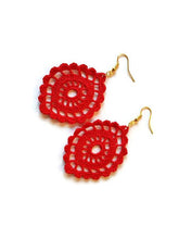 Red drop earrings lace