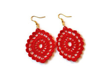 Red drop earrings lace