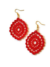 Red drop earrings lace