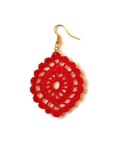 Red drop earrings lace