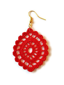 Red drop earrings lace