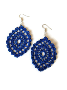 Electric blue drop earrings lace