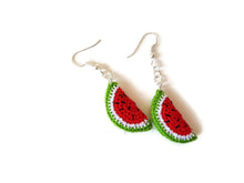 Boucles d'oreilles pendantes pastèque rouge