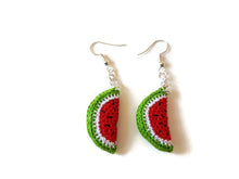 Boucles d'oreilles pendantes pastèque rouge