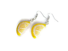 yellow citrus fruit earrings