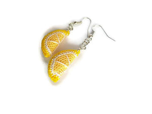 lemon fruit slice drop earrings