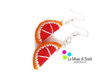 Red orange slice drop crochet earrings