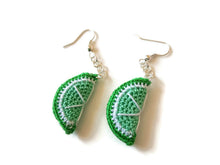 quirky and funny citrus lime drop earrings in green