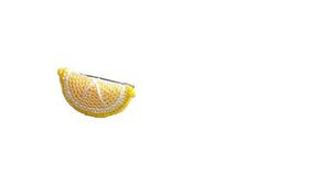 crochet amigurumi brooch lemon shape