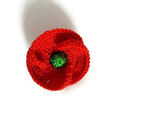 three petals red crocheted poppy brooch 