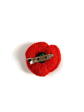 Red poppy brooch handmade crochet unisex pin
