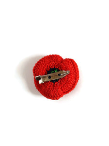 Broche coquelicot rouge au crochet fait à la main broche unisexe