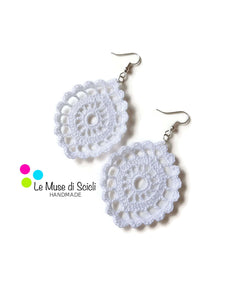 handmade lace earrings in an oval shape