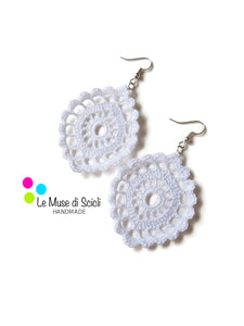 crocheted drop earrings inspired by the sicilian baroque architecture