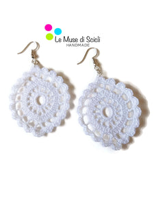 White drop earrings lace